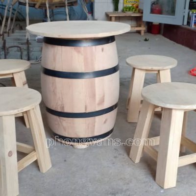 Bộ bàn ghế cà phê bằng thùng gỗ thôngdata-cloudzoom = 