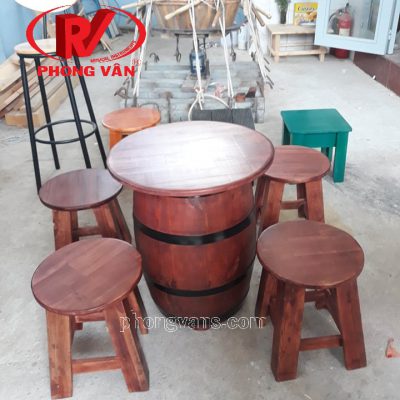 Bộ bàn ghế cafe bằng thùng gỗ thôngdata-cloudzoom = 