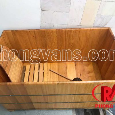 Bồn tắm gỗ pơmu hình chữ nhật