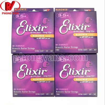 Bộ dây Elixir 11002 80/20 Bronze Acoustic Guitar Strings Extra