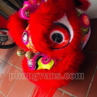 Đầu múa lân lông cừu màu đỏ