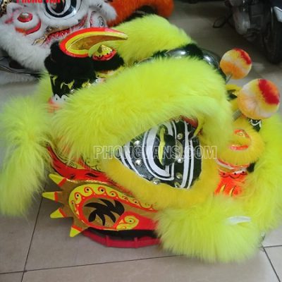 Đầu lân lông cừu vàng dạ quang chu vi 1 mét