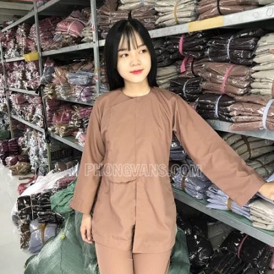 Quần áo đi chùa kiểu vạt hò màu cacao