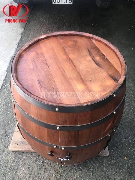 Tủ rượu thùng gỗ sồi trang trí màu cánh gián