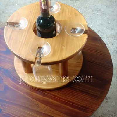 Kệ gỗ để chai rượu và ly