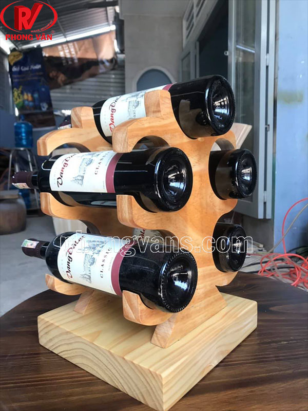 Kệ gỗ để 5 chai rượu vang