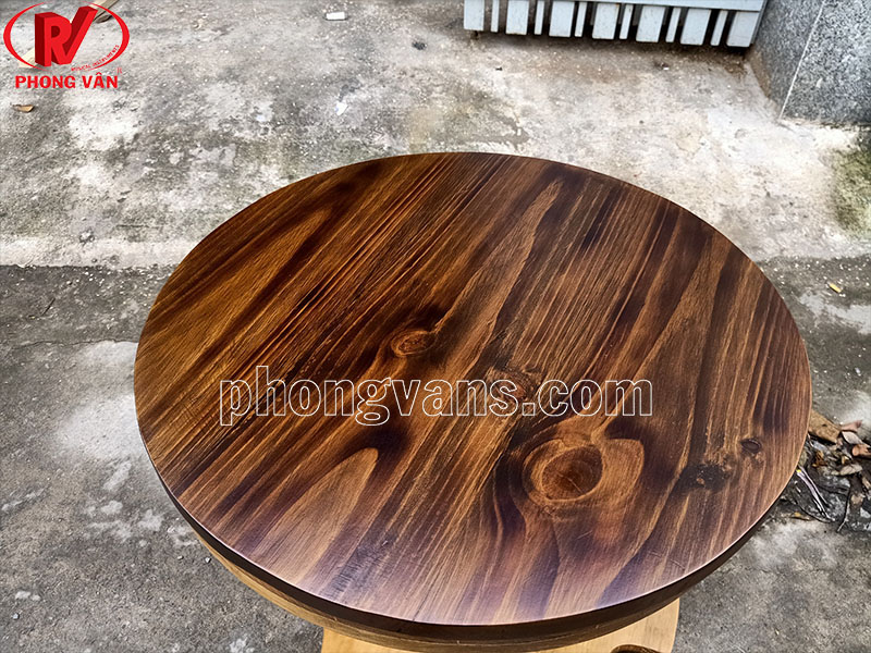 Mặt bàn gỗ thông tròn 60cm màu giả cổ