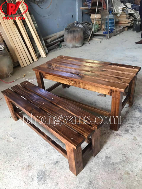 Bộ bàn ghế cafe gỗ thông