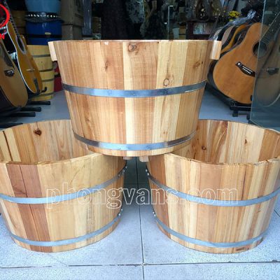 Chậu ngâm chân gỗ thông gắn hạt