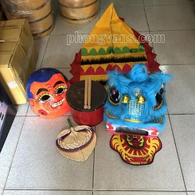 Combo đầu múa lân trống địa quạt cho trẻ em