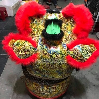 Đầu lân vải gấm lông nhân tạo