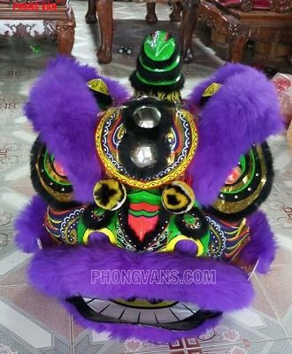 Đầu múa lân mekong màu tím lông cừu