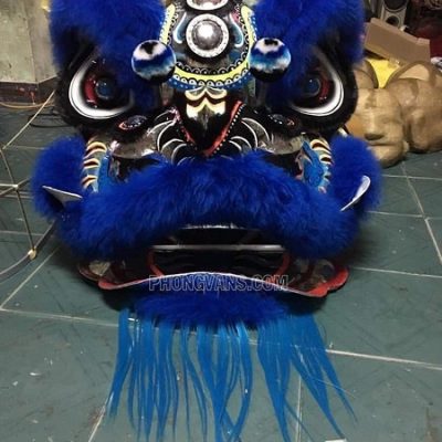 Đầu múa lân mengkok lông cừu xanh mực