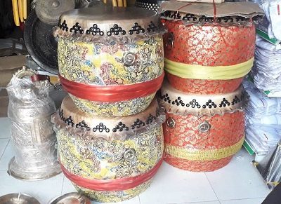Trống lân Trung Quốc 5 tấc màu vàng