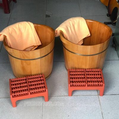 Bồn ngâm chân gỗ sồi cao 35 cm
