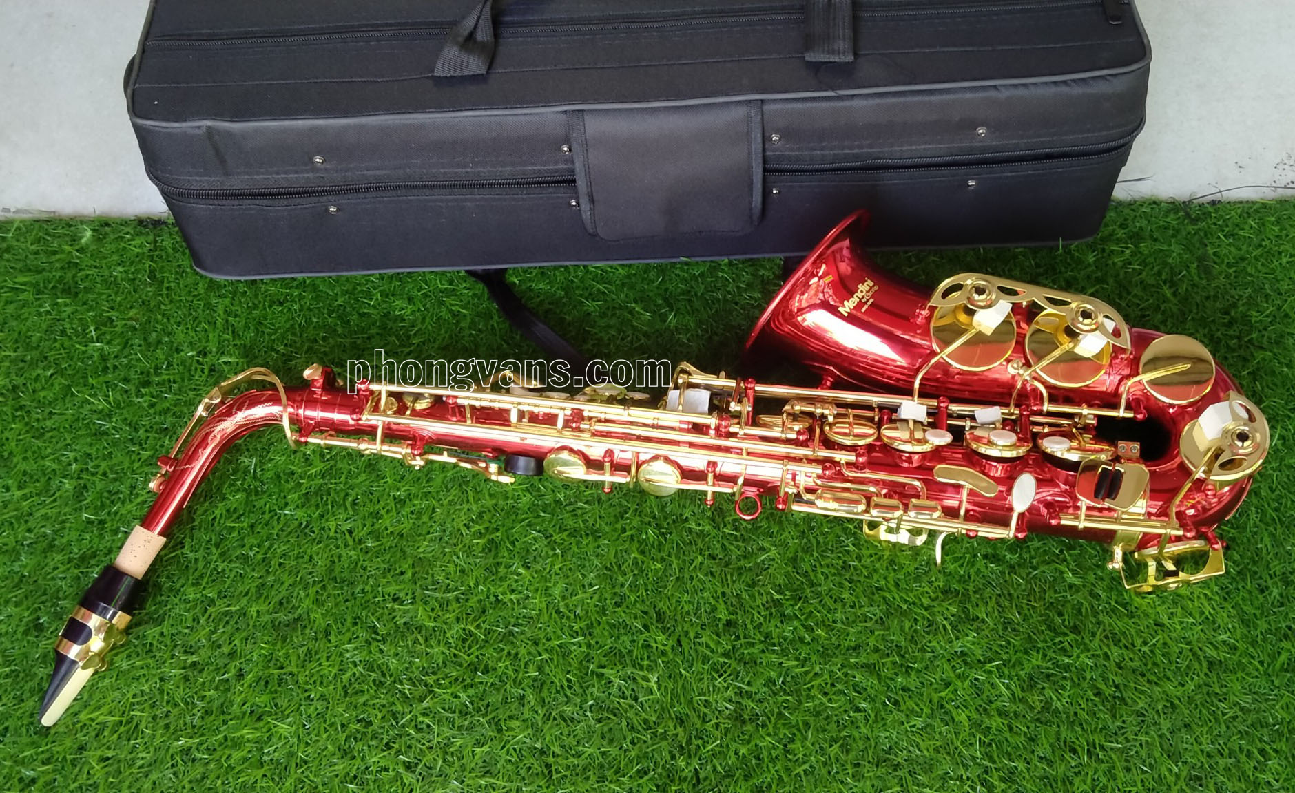 Kèn Saxophone alto hãng Mendini by Cecilio Mỹ màu đỏ