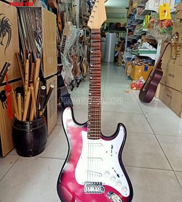 Đàn guitar vọng cổ điện phím lõm màu đỏ
