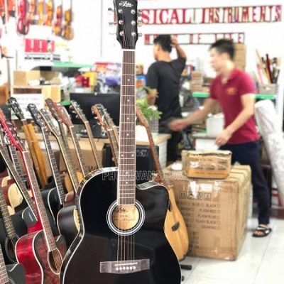 Đàn Guitar acoustic Aria thùng mỏng có EQ màu đen