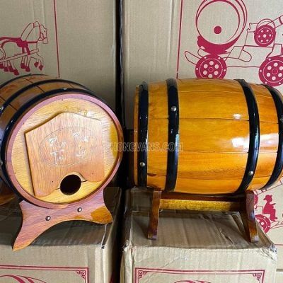 Trống gỗ đựng rượu vang 5 lít màu vàng