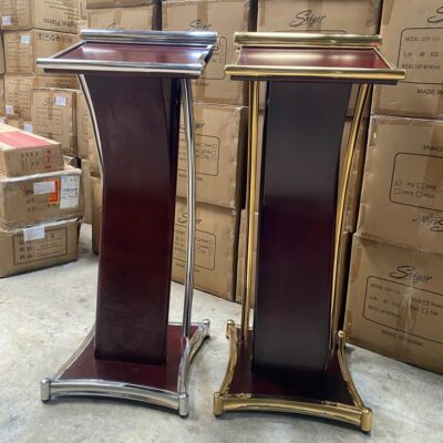 Bục nói chuyện kim loại inox viền vàng
