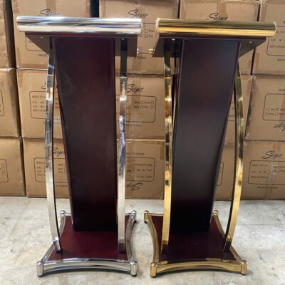 Bục nói chuyện kim loại inox viền vàng